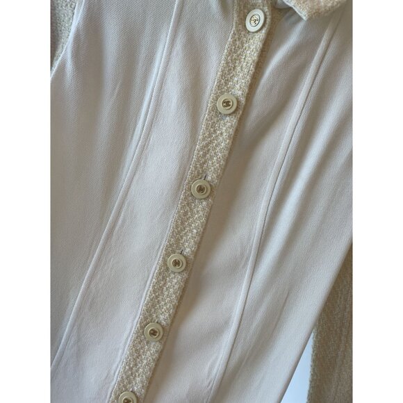 Chanel Womens Ivory Wool & Cotton Textured Button-Up Blazer Jacket Size M - Picture 7 of 16